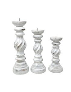 Candelabro 20cm Madera Vintage Pil138bl Am01