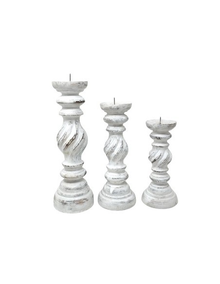 Candelabro 20cm Madera Vintage Pil138bl Am01