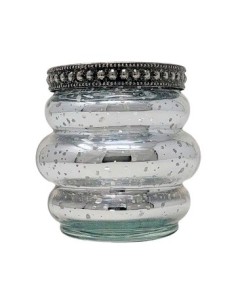 Porta Vela Vidrio Plateado C/borde 7 3x7cm A544 Jun02