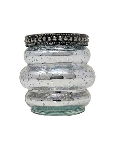 Porta Vela Vidrio Plateado C/borde 7 3x7cm A544 Jun02