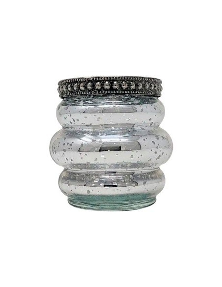 Porta Vela Vidrio Plateado C/borde 7 3x7cm A544 Jun02