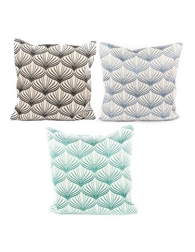 Funda Almohadon 43x43cm Dis. Hojas Col. Surt. F0210az/f0210ng/f0210va Mf01