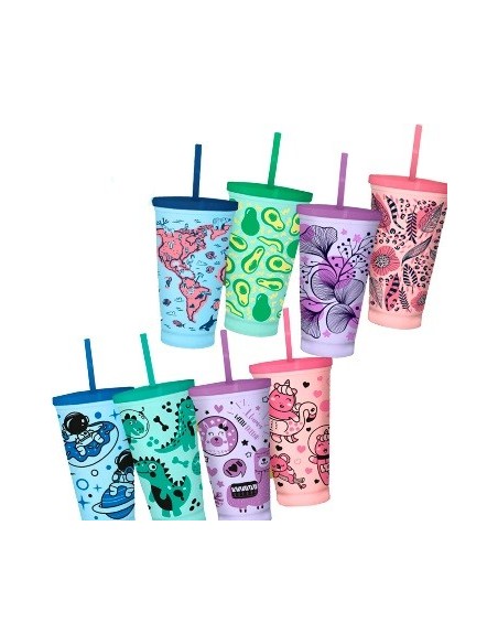 Vaso 500ml Sorbete Reutilizable Estampado Color Pastel Cli01 91149 Art05
