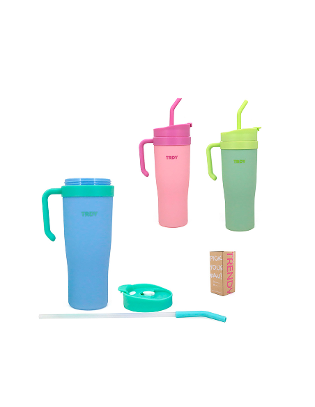 Vaso Termico 1200ml Plast C/tapa Col. Surt. Trendy 17514/17515 Tar02