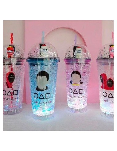 Vaso 450ml Acrilico C/luz  Efecto Vidrio Y Sorbete Squid Game 9654 Hom01