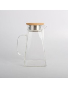 Jarra 1.5lt Vidrio Piramidal C/tapa Bamboo 528119 Mish02