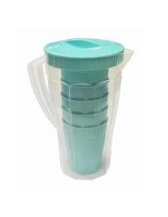 Jarra 2lts Plast. C/6 Vasos Faceteado 9007 Dol01