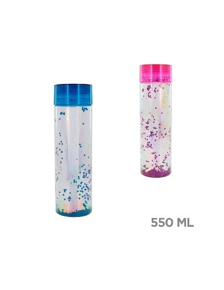 Botella  550ml C/glitter Tapa A Rosca Trendy 14781 Tar02
