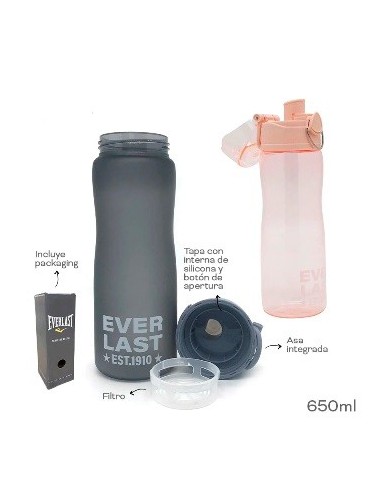 Botella 650ml Plast. Deportiva Col. Surt. Everlast 15261 Tar02
