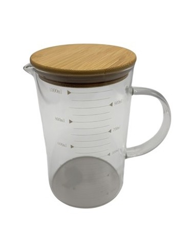 Jarra Medidora 1000ml Vidrio C/bambu Hj-0018 Cds