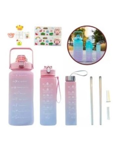 Botella X3 Plast. Astronauta/degrade/transp. C/stickers Vsk01