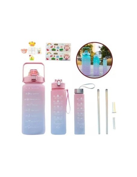 Botella X3 Plast. Astronauta/degrade/transp. C/stickers Vsk01