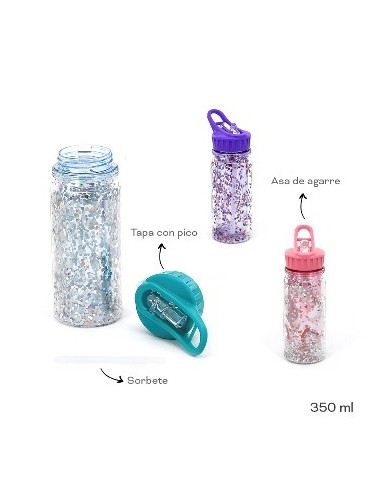 Botella 350ml Trendy C/glitter Y Pico 19023 Tar02