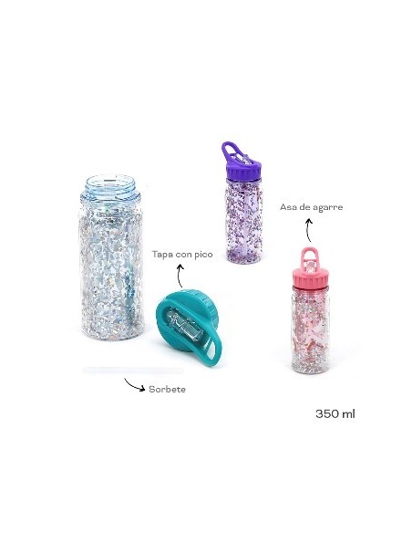 Botella 350ml Trendy C/glitter Y Pico 19023 Tar02