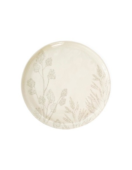 Plato Postre 21cm Hojas Beige 100681 Voo01