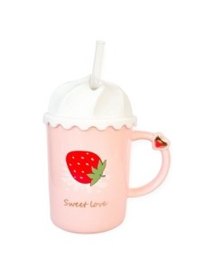 Jarro 360ml Ceramica Frutilla C/tapa Silicona R7548 Cry01