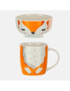 Set Tazas Y Bowl  340ml 11 5cm Ceramica Animales Ee-16501 Ee-16502 Ee-16503 Sf01