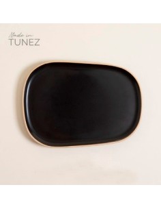 Plato Playo 29cm Ceramica Negra Opaca C/borde Marron 0511359 Mish02