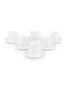 Taza Cafe C/plato X6 Ceramica Bca Rayas Verticales C5493 Dec01