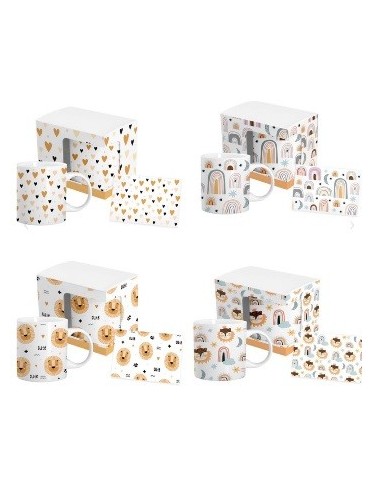 Jarro Mug 330ml Ceramica Leon/corazon/arco Iris C/tarjeta En Caja Hrc006-b/hrc006-c/hrc006-d Hom01 (m)