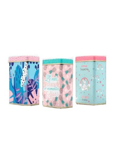 Yerbera/azucarera 18cm Lata Ovalada. Decorada 40908 Mar02 (m) (p)