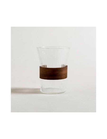 Jarro Mug 380ml Vidrio Tulipa Guarda Simil Madera Barton 0435024 Mish02