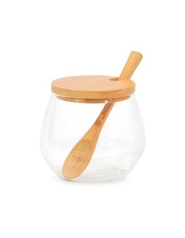 Azucarera Vidrio C/tapa Y Cuchara De Bambu 1053 Bzp01