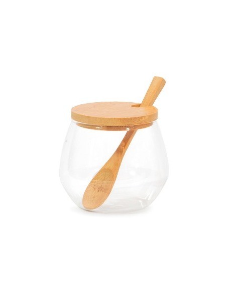 Azucarera Vidrio C/tapa Y Cuchara De Bambu 1053 Bzp01
