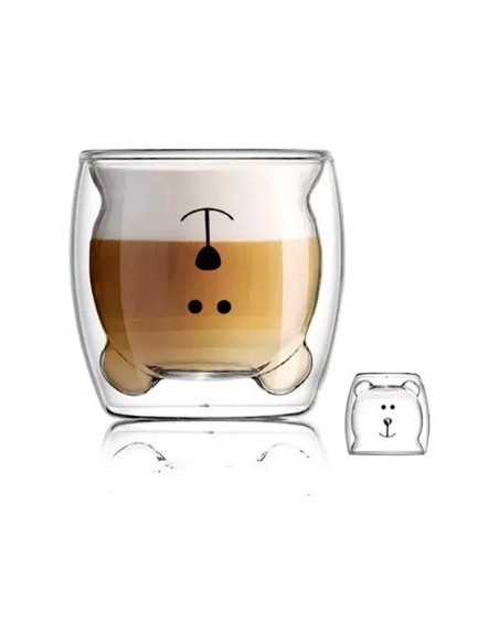 Taza Doble Vidrio 300ml Osito S/asa Ori02