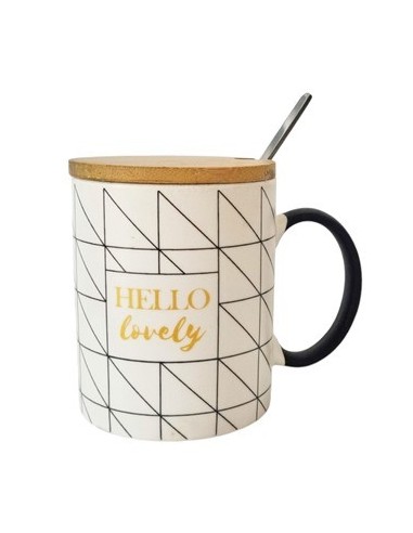 Jarro Mug 350ml C/tapa Bamboo Y Cuchara Caja Ee50324 Sf01