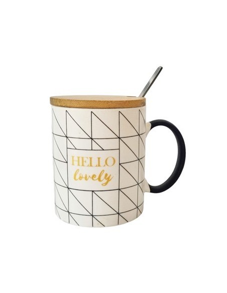 Jarro Mug 350ml C/tapa Bamboo Y Cuchara Caja Ee50324 Sf01