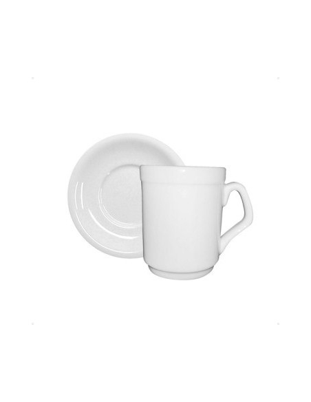Jarro Cafe Americano C/plato Ceramica Blanca 5011 Res01 (b24)