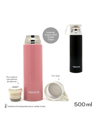 Termo 500ml C/taza Acero Inox Col. Surt. Trendy 14092 Tar02