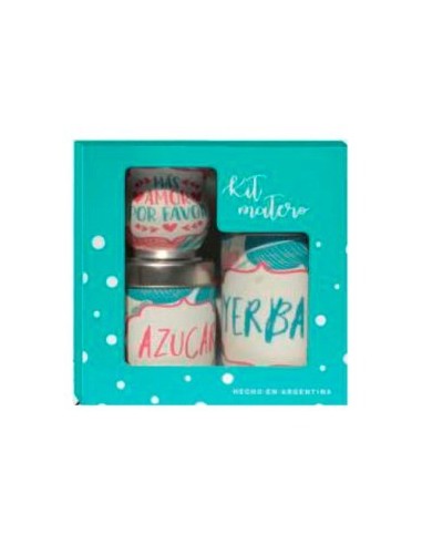 Set De Mate + 2 Latas Lisas/estampadas En Caja 1599 Org01 Icd05 30407 30401 Mar02 (p) (m)