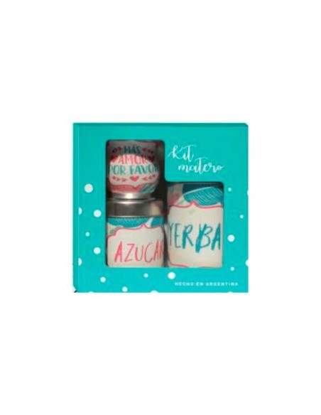 Set De Mate + 2 Latas Lisas/estampadas En Caja 1599 Org01 Icd05 30407 30401 Mar02 (p) (m)