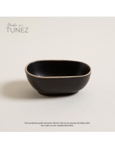 Compotera 13cm Oval Ceramica Negra Opaca C/borde Marron 0511362 Mish02