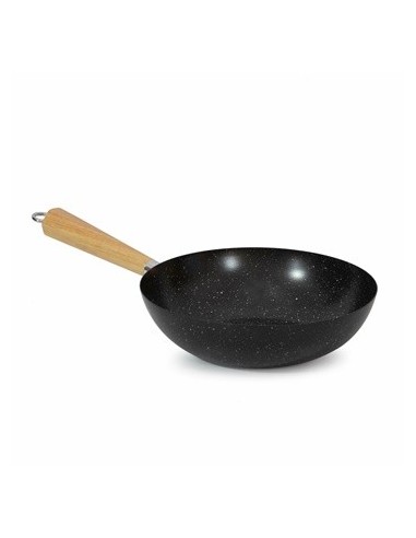 Wok 28cm Acero Negro C/mango Madera Sd3005 Bzp01