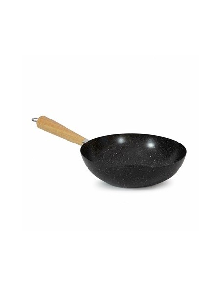 Wok 28cm Acero Negro C/mango Madera Sd3005 Bzp01