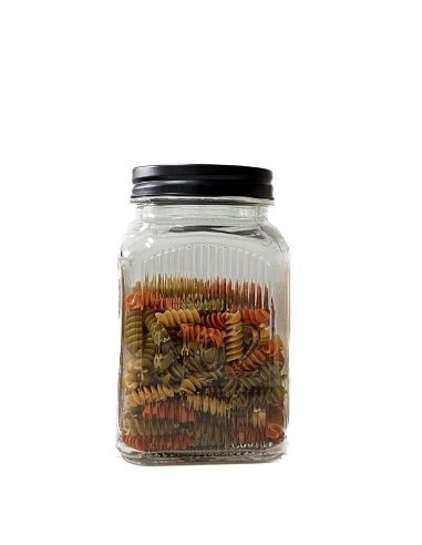 Frasco 1500ml Vidrio Cuadrado T/negra 4391 Bzp01 (b6)