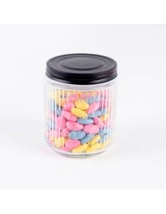 Frasco 11cm Vidrio Red. Raya T/negra Ca5651 Pk01