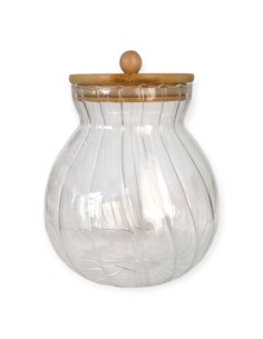 Frasco 1l Vidrio Rayas C/tapa Bamboo 301284 Pcu01