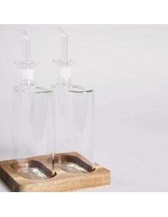 Aceitera/vinagrera Vidrio C/base Madera 0504159 Mish02
