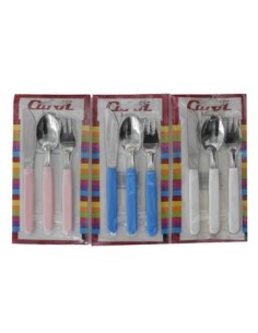 Juego Cubiertos Blister X3 Infantil Rosa/celeste Carol 30360 Car15