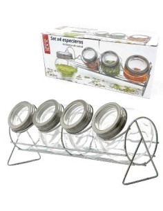 Especiero X4 Frascos Vidrio C/soporte Cromado 57914223-47914223/cr14223 Ck02 Coc415 Dec01 Cr02