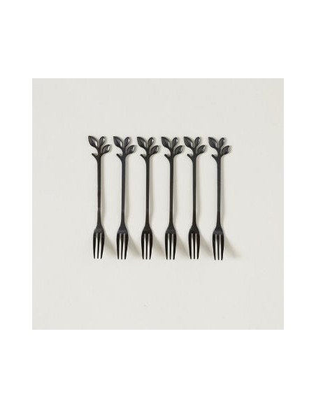 Cucharita-tenedor X 6 Copetin Acero Negro 0501006-0501005 Mish02